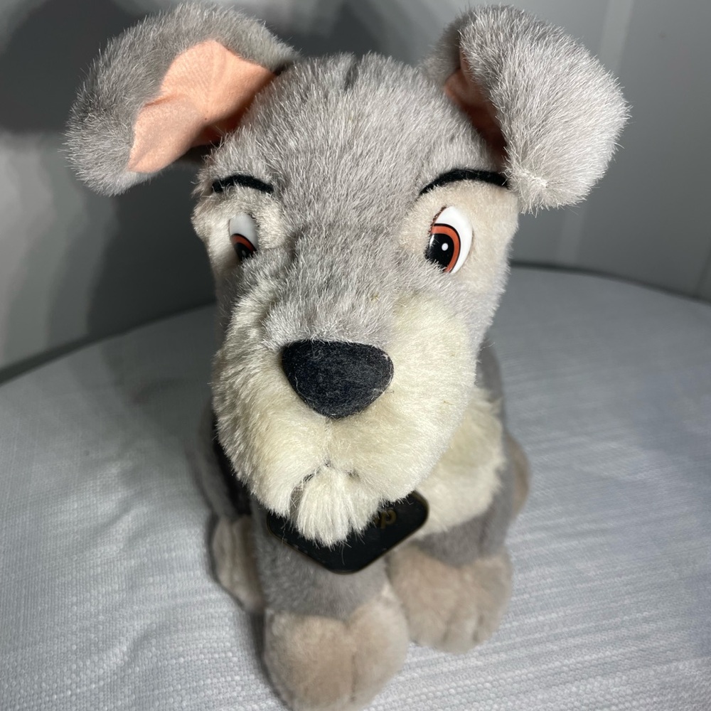 VINTAGE Disney Lady & the Tramp 2 Scamp Dog Stuffed Animal Plush Metal Tag 8”